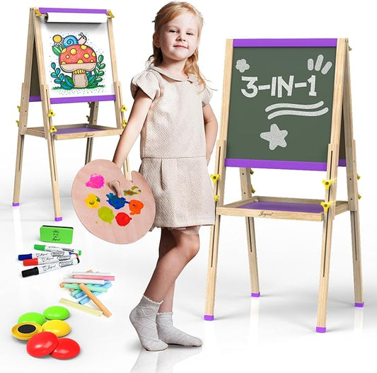 JOYOOSS Easel for Kids Art Easel Kids Easels for Toddlers Easel, Easley for Toddlers Dual-Sided Adjustable Magnetic Easel for Toddlers Easel for 2 Year Old and Toddler Art Easel for Kids Ages 4-8 8-12