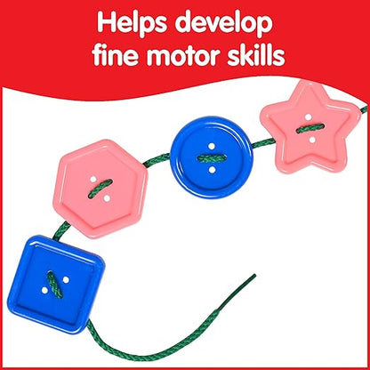 edxeducation Large Buttons - Mini Jar Set of 60 - Lacing Activity - Sensory and Fine Motor Skill Development - Math Manipulative for Kids