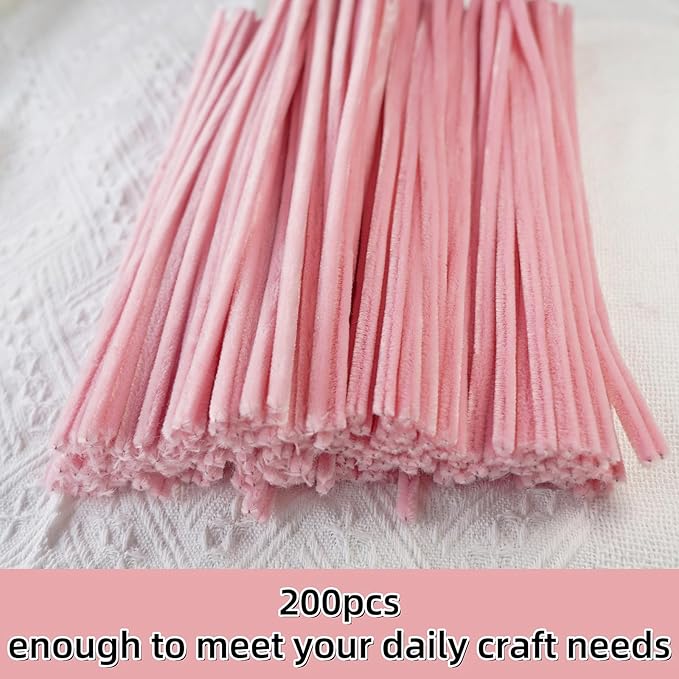 Qirimoi Pink Pipe Cleaners Craft Pipe Cleaners Bulk Pipecleaners Crafts Supplies，200Pcs Pink