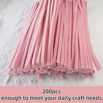 Qirimoi Pink Pipe Cleaners Craft Pipe Cleaners Bulk Pipecleaners Crafts Supplies，200Pcs Pink