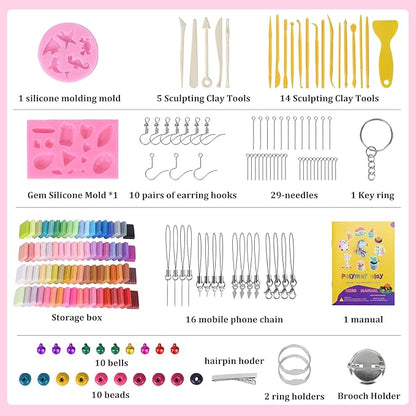Aestd-ST Polymer Clay Kits 72Colors, Modeling Clay for Kids, Non-Stick Molding Oven Bake Clay with 20 Sculpting Tools and 82 DIY Accessories, Craft Gift for Children and Adults.