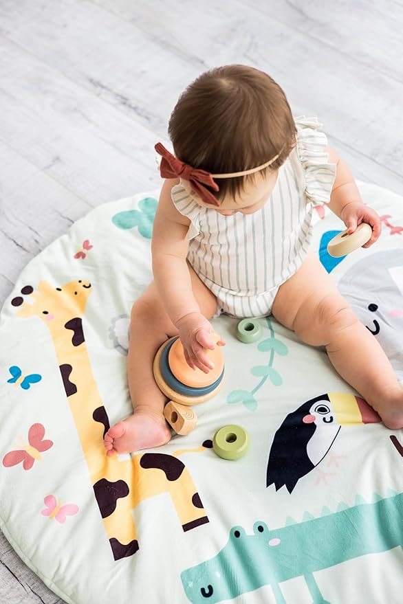 Pearhead Wooden Stacking Rainbow Toy, Baby and Toddler Ages 12+ Months Montessori Toy, Interactive Stackable Rings Learning Toy, Baby Girl or Baby Boy Nursery Accessory