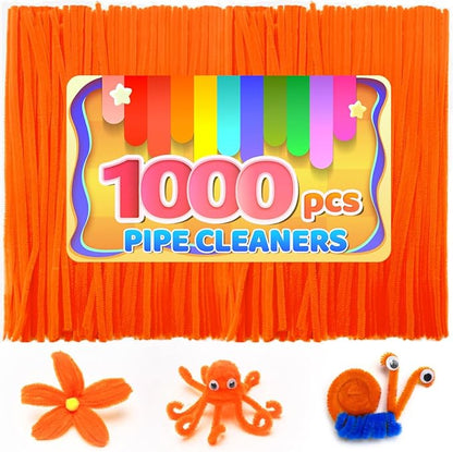 Iooleem 1000pcs Orange Pipe Cleaners, Chenille Stems, Pipe Cleaners for Crafts, Pipe Cleaner Crafts, Art and Craft Supplies.