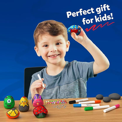 Skillmatics Rock Painting Kit - Mess-Free Art & Craft Activity for Girls & Boys, Craft Kits & Supplies, DIY Creative Activity, Gifts for Kids Ages 4, 5, 6, 7, 8, 9, 10, 11,12