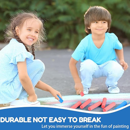 Fulmoon 40 Pcs Jumbo Sidewalk Chalk for Kids Outdoor Art Non Toxic Large Washable Street Chalk for Adults Drawing Painting Graffiti Classroom(Red, Blue,Round Style)
