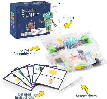 BeAndge STEM Robotics Kit - STEM Toys for Age 8-13, Boy Robot Toys for 6 7 8 9 10 Year Old Boys Birthday Gifts, Science Kits Arts and Crafts for Kids 8-12, Engineering Building Kids Activities 6-8