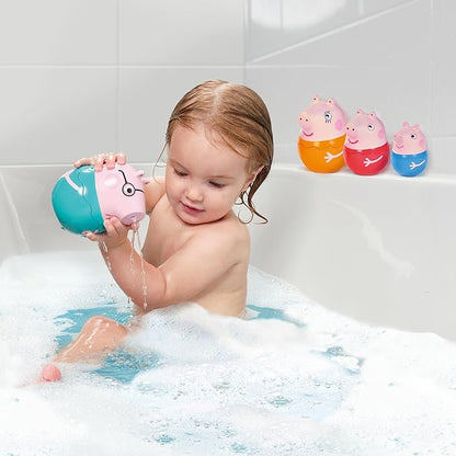 Toomies Peppa Pig Nesting Family - Includes Peppa Pig, Mummy Pig, Daddy Pig and Rattling George - Sorting and Pouring Toddler Bath Toys - Toddler Water Toys for Bath or Pool - Ages 18 Months and Up