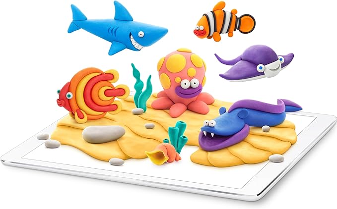 Fat Brain Toys Hey Clay Ocean Creatures, Air Dry Clay Kit with Interactive App for Kids & Tweens, Modeling Clay and Crafts Set