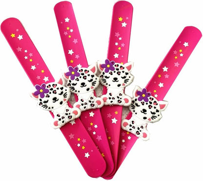 12PCS Forest Animal Theme Party Kids Slap Bracelets Silicone Wristbands and Rings