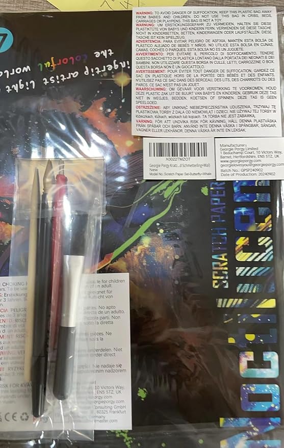 Georgie Porgy Scratch Paper Art Set for Kids Adults Magic Rainbow Painting Boards for DIY Arts and Crafts Kits Christmas Birthday Gift with Scratching Tools Kit (Glow in The Dark Butterfly + Whale)