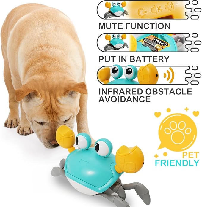 Pbooo Crawling Crab Baby Toy, Interactive Walking Dancing Moving Crab Toy (Infrared Sensing) 3-6 6-12 Months, Toddler Learning Tummy Time Crab, Infant Music Sensory Birthday Gifts