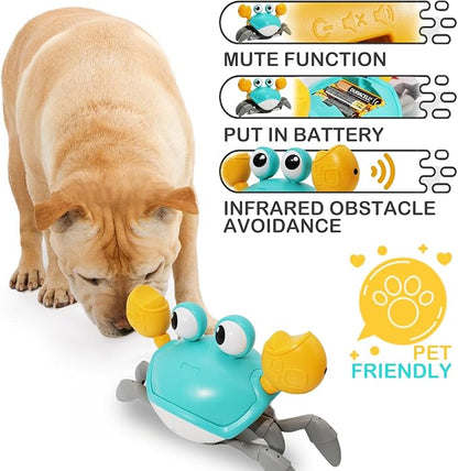 Pbooo Crawling Crab Baby Toy, Interactive Walking Dancing Moving Crab Toy (Infrared Sensing) 3-6 6-12 Months, Toddler Learning Tummy Time Crab, Infant Music Sensory Birthday Gifts