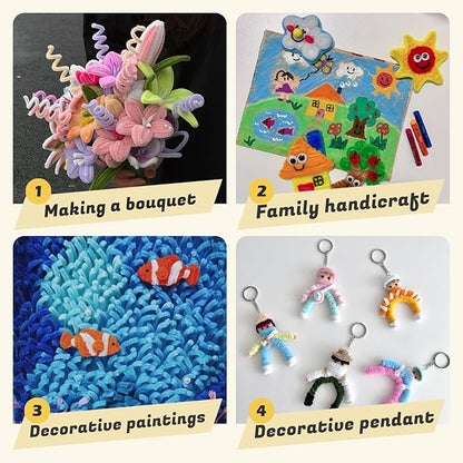 Lagoon Blue Pipe Cleaners Set, 300 Thick Chenille Stems for Crafts – Perfect for Animals, Flowers & Festive Decorations, 12" x 0.24"