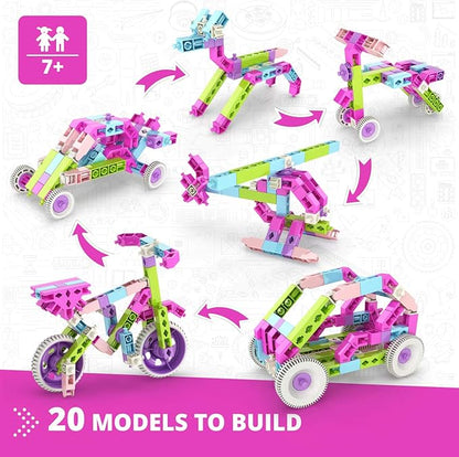 Engino STEM Maker Girl, 20-Model Set, Engineering Toys for Girls, STEM Building Toys, Educational Set for Kids 7+, Gift for Girls