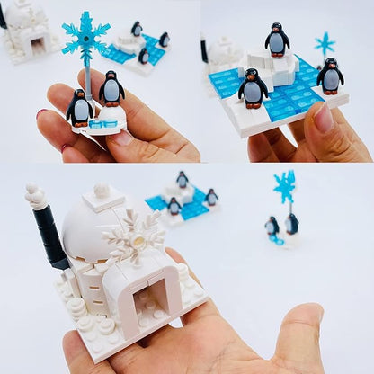 Penguin Igloo Iceberg Friend Animal Figures Building Blocks Toys with Light for 6-12 Years Old Boys Girls Kids Gift Ice Castle Igloo Snow Scene Fit with Major Brand