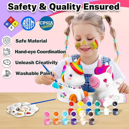 FUNZBO 2Pcs Paint Your Own Unicorn Lamp Kit - Arts and Crafts Supplies Painting Kits for Kids Teens Adults, DIY Night Light Toys for Girls Boys Ages 3 4 5 6 7 8 9 10 11 12 Easter Birthday Gift