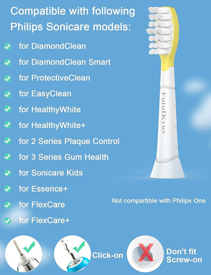 FutulkyUS Kids Toothbrush Replacement Heads for Philips Sonicare: Over 7 Years Old Child Soft Electric Standard Children Brush Head for Boy Girl, White 8 Pack