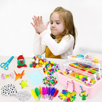 3000Pcs Arts and Crafts Supplies for Kids Crafts for Girls 8-12 Craft Kit with Pipe Cleaners Beads Crafts for Kids DIY School Supplies Set Crafting Box for Girls Boys Age 4-6, 6-8, 8-12 years Gifts