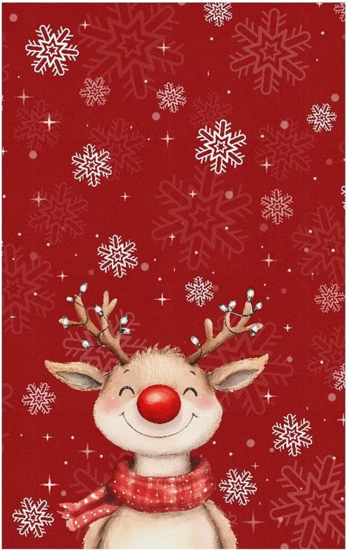 Christmas Decor Reindeer Recliner Headrest Protector Soft Couch Headrest Covers Wrinkle Resistant Recliner Backrest Cover Furniture Protector for Home Couch Loveseats Decoration