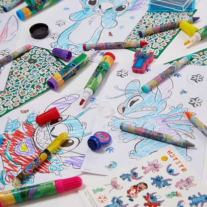 Innovative Designs Disney Lilo and Stitch Deluxe Activity Set with Carrying Tin, Coloring Sheets, Tattoos, Stickers, & Art Supplies