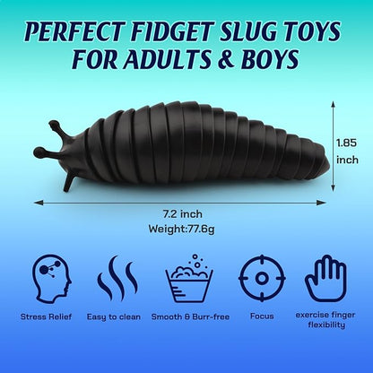 Cevioce Sensory Fidget Toys Adults Teens Kids 3Pcs Cool Gadgets Desk Fidget Slug Toys Sensory Toy for Autism ADHD Anxiety Stress Relief Toys Christmas Stocking Stuffer Gifts for Men Boys