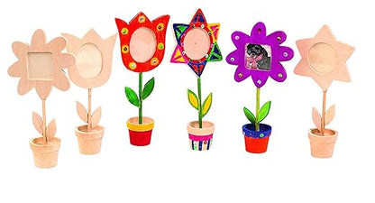 Colorations Wooden Flower Pot Picture Frames, Great Craft Project for Kids, Create a Keepsake, 12 Frames, Ideal Mothers Day or Fathers Day Gift, Birthday or Holiday, Personalize & Individually Decorate