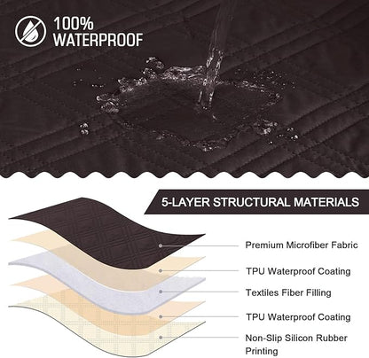 TAOCOCO 100% Waterproof Recliner Chair Cover, Small Recliner Covers for Recliner Chair with Pocket, Non Slip Reclining Chair Cover Furniture Protector for Kids, Pets(X-Small Chair, Coffee)