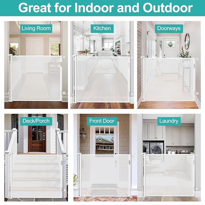 42 Inch Extra Tall Retractable Baby Gate 55" Wide Retractable Dog Gate Extra Tall Baby Gate for Dogs Indoor Extra Tall Dog Gate for Doorway Extra Tall Pet Gate Dog Gates for The House Retractable Gate