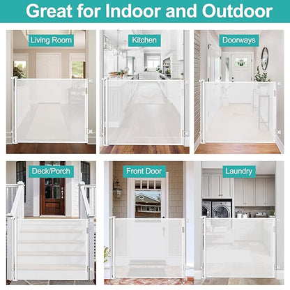 42 Inch Extra Tall Retractable Baby Gate 55" Wide Retractable Dog Gate Extra Tall Baby Gate for Dogs Indoor Extra Tall Dog Gate for Doorway Extra Tall Pet Gate Dog Gates for The House Retractable Gate