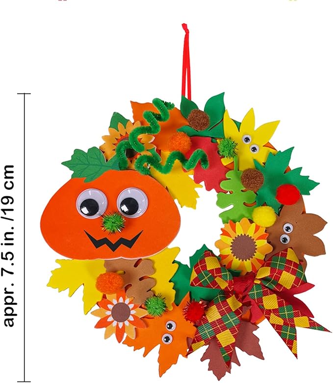 Winlyn 12 Sets Fall Craft Kits Kids Thanksgiving Halloween Pumpkin Crafts DIY Fall Foam Wreath Signs Decorations Art Sets Autumn Leaf Pumpkin Stickers Arts and Crafts for Kids Classroom Acitivities