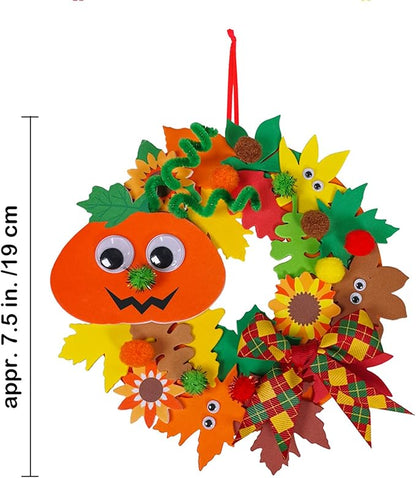 Winlyn 12 Sets Fall Craft Kits Kids Thanksgiving Halloween Pumpkin Crafts DIY Fall Foam Wreath Signs Decorations Art Sets Autumn Leaf Pumpkin Stickers Arts and Crafts for Kids Classroom Acitivities