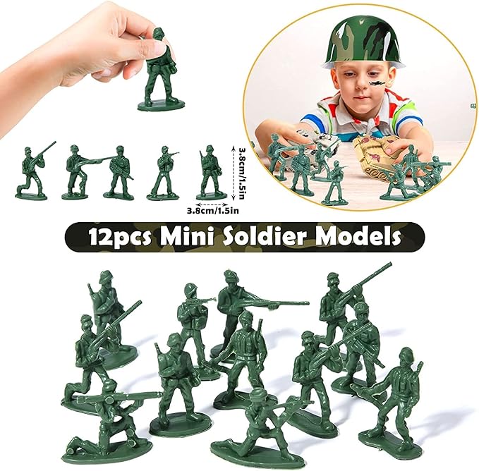 Golray Army Party Favors Camo Wristband Big Parachute Tanks Aircraft Keychain Army Men Soldier Figures Toys for Kids Boys Camouflage Military Camo Birthday Party Supplies Decoration Gift Bag Stuffers