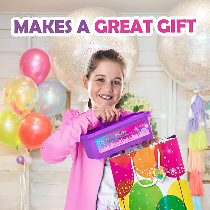 Original Stationery Mini Unicorn Slime Kit - Multicolor, One Size, Ages 7-12 - DIY Unicorn Slime Kit for Girls & Boys with Clay, Foam Balls & Glitter - Kids Crafts & Toys, Magical Gifts