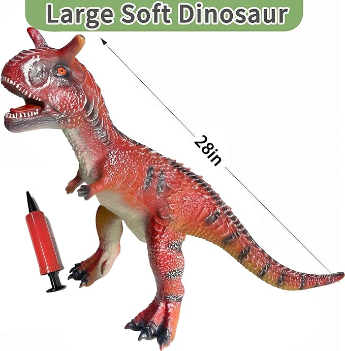 Big Carnotaurus 28 inch, Dinosaur Toys for Kids 3-5, Large Inflatable Dinosaur Toys for Kids Toddler Party Favors, Birthday Gifts for Boys Girls