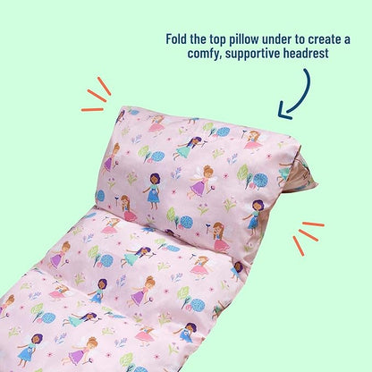Wildkin Kids Floor Lounger: Ideal for Boys and Girls, Travel-Friendly, Perfect for Sleepovers - Pillow Lounger for Kids, Requires Standard Size Pillows Not Included (Fairy Garden)