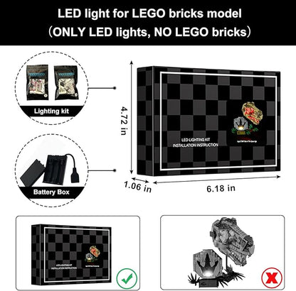 Vaodest LED Light for Lego 76964 Dinosaur Fossils: T. rex Skull Set,Design and Configuration Compatible with Model 76964 (LED Light Only, Not Building Block Kit)
