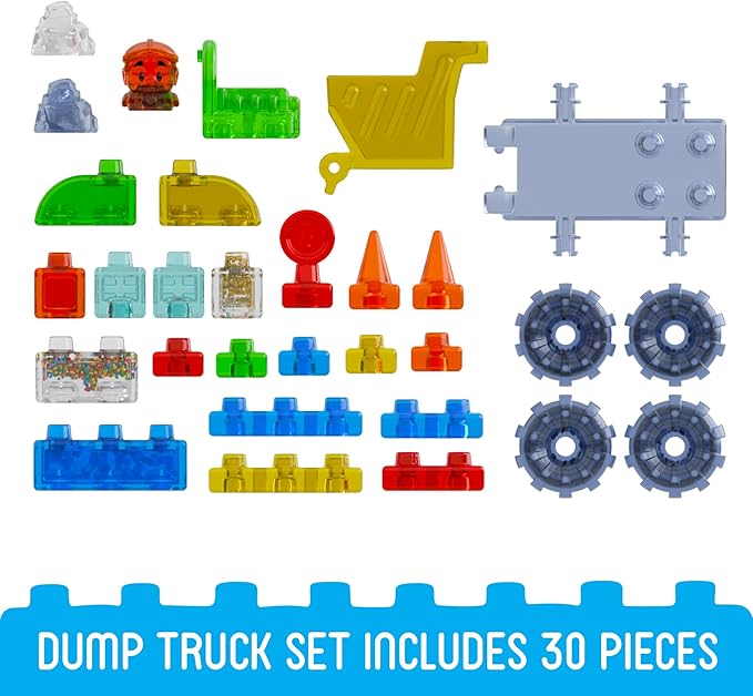 Jelly Blox Construction Dump Truck Set | 30 Pieces | Toddler & Preschool Building Blocks Kids Can Squeeze, Stretch, Squish | MESH ACCREDITED | Safety Tested & Ouch-Free | Sensory Play Toy Ages 2+