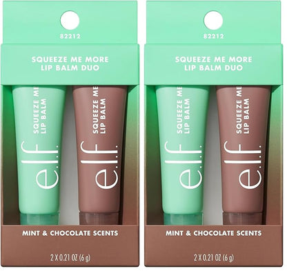 e.l.f. Squeeze Me More Lip Balm Duo, Moisturizing Balm For A Sheer Tint Of Color, Made With Hyaluronic Acid, Vegan & Cruelty-Free, Mint & Chocolate (Pack of 2)