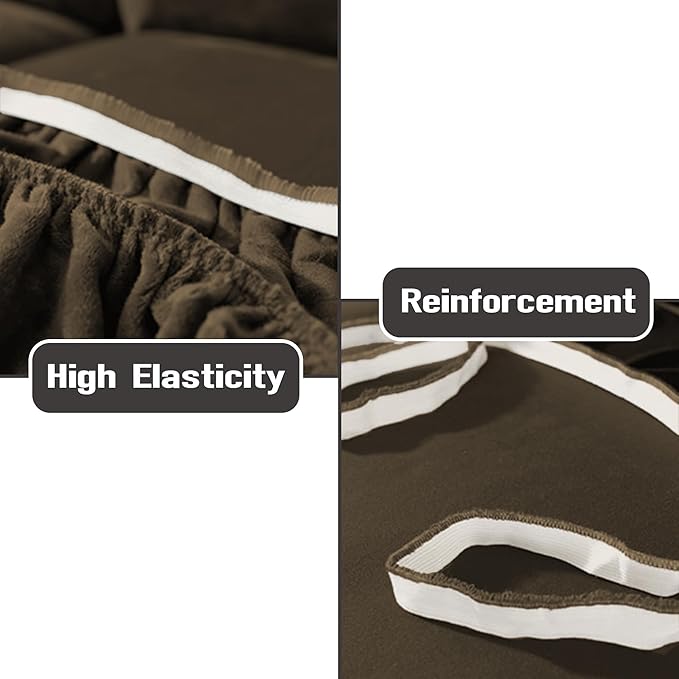 NORTHERN BROTHERS Stretchy Recliner Chair Covers, Velvet Recliner Covers, Lazy Boy Chair Cover (Dark Brown, loveseat)