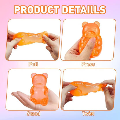 Stress Bear Taba Squishy Balls, Bear Toy Taba Squishy Toys for Kids Stress Relief Squeeze Balls for Valentines Day Gifts Birthday Gifts Party Favors- Orange