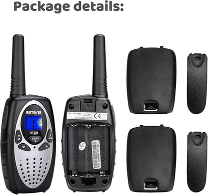 Retevis RT628 Walkie Talkies for Kids,Toy Gifts for 6-12 Year Old Boys Girls,Kid Gifts Walkie Talkie for Adults Outdoor Camping Hiking(Silvery 1 Pair)
