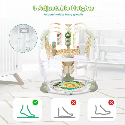 Baby Activity Center, Infant Jumpers and Bouncers with Music, Lights, Infant Toys, 360°Rotating Seat, 3 Adjustable Heights, Baby Play and Learning Center for 6+ Months