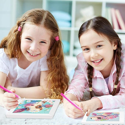 FQOVKYN 4 Packs 5D Cartoon Diamond Art Kits for Kids, Cute Animals DIY Diamond Arts Mosaic Kits for Adults Beginner, Full Round Drill Gem Art for Home Wall Decor Kids Present 6X6 inch