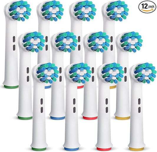 Replacement Toothbrush Heads Compatible with Oral B Braun 12 Pcs Professional Electric Toothbrush Heads Brush Heads Replacement for Heads Refill Pro 500/1000/1500/3000/3757/5000/7000/7500/8000