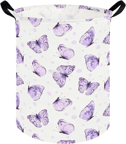 Butterfly Baby Laundry Basket,Nursery Hamper,Kids Dirty Clothes Hamper,Toys Storage Bin Organizer,Girl Room Decor(Cute Butterfly)