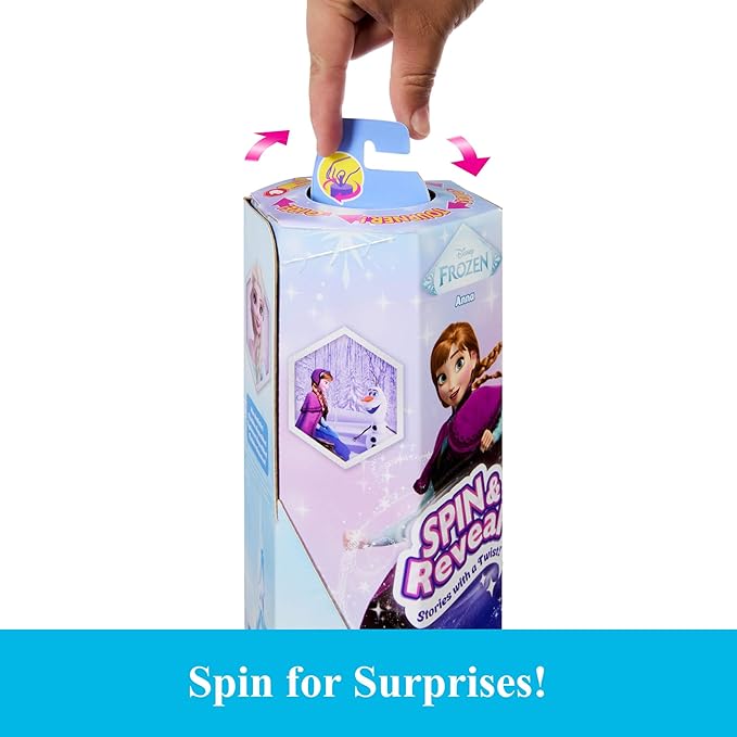 Mattel Disney Frozen Anna Fashion Doll Set, Spin & Reveal with 11 Surprises Including 5 Accessories, 5 Stickers & Play Scene, Inspired by Disney Movie