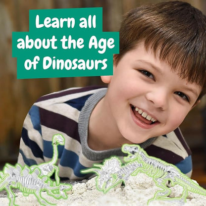 Science4you Dino Excavation Set 4 in 1 - Fossils Excavation Set for Children from 6+, Glows in The Dark, Dinosaur Game and Dino Gift for Boys and Girls from 6 7 8 9+