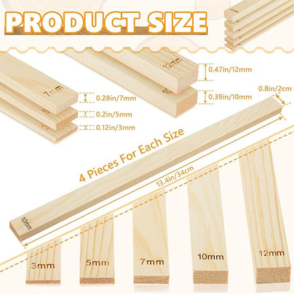 Sasylvia 20 Pcs Pottery Rolling Pin Guides Wood Teaching Rolling Mud Stick Guide Set Polymer Clay Depth Guide Pottery Tools Clay Mudboard Tools (5 Size,Wood Color)