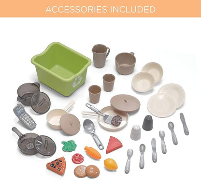 Step2 Lifestyle Dream Kids Kitchen Playset, Indoor/Outdoor Kitchenette, Interactive Play with Lights and Sounds, Made of Durable Plastic, 37 Piece Toy Accessories, Toddlers 2+ Years Old, Gray