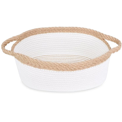 ABenkle Small Basket with Handles - Decorative Durable Rope Woven Storage Bin Shelf Storage Organizer Cube, Easter Baby Gift Basket, 12"x8"x5"